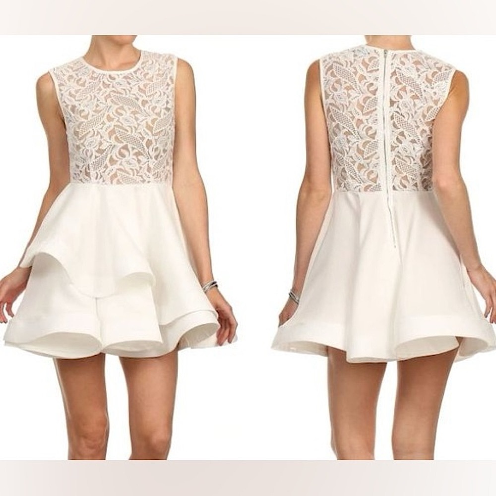 JUST DROPPED #1 White Lace Layered Hem Fit And Flare Skater Dress S M - Picture 12 of 12